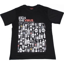 Atlantis Alcohol Kills The Virus Tişört Siyah