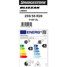 Bridgestone 255/55 R20 110V XL Blizzak LM005 SUV Kış Lastiği ( Üretim Yılı: 2022 )