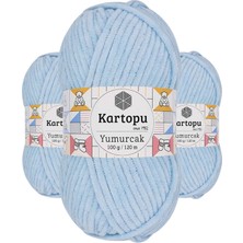 Kartopu 3 Adet Yumurcak Kadife El Örgü Ipi Bebe Mavi K523