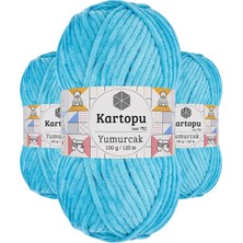 Kartopu 3 Adet Yumurcak Kadife El Örgü Ipi Turkuaz K515