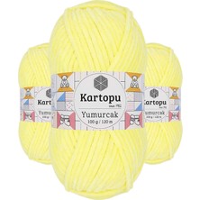 Kartopu 3 Adet Yumurcak Kadife El Örgü Ipi Sarı K333