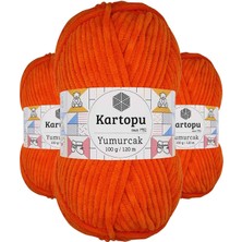 Kartopu 3 Adet Yumurcak Kadife El Örgü Ipi Turuncu K205