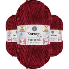 Kartopu 3 Adet Yumurcak Kadife El Örgü Ipi Vişne Çürüğü K106