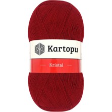 Kartopu Kristal Çift Katlı El Örgü Lif Ipi Koyu Kırmızı K125