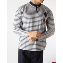 Şipka Pijama Gri Siyah Çizgili Pijama Takımı