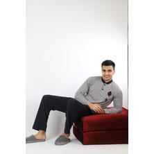 Şipka Pijama Gri Siyah Çizgili Pijama Takımı