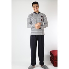 Şipka Pijama Gri Siyah Çizgili Pijama Takımı