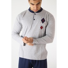 Şipka Pijama Gri Çizgili Pijama Takımı