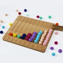 Zoziva Montessori Eğitici Ahşap Oyuncak – Renkli Keçe Topları Sayıları Öğrenme Tahtası