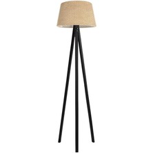 Ağaç Ustası Düz 3 Ayak Tripod Lambader Abajur Avize Aydınlatma Ahşap Siyah Ağaç Country Dekor Lamba Aplik Masif Doğal