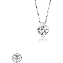 Gumush Swarovski Taşlı Gümüş Tektaş Kadın Kolye