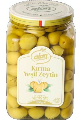 Alan Kırma Yeşil Zeytin Cam Kavanoz 900 gr
