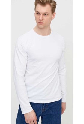 Asos Beyaz Renk Iki Iplik Penye Erkek Sweatshirt