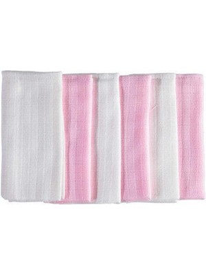 MYCey  Müslin Kumaş Ağız Bezi 6lı Set Pembe-Beyaz