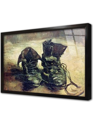 Tablosan Eskimiş Botlar Van Gogh Çerçeveli Cam Tablo
