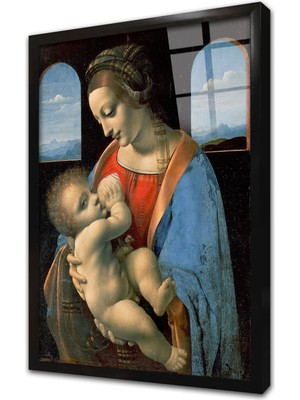 Tablosan Columbinesdeki Madonna ve Çocuk Çerçeveli Cam Tablo