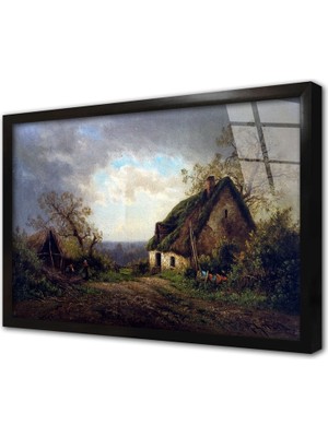 Tablosan Gece ve Kulube Çerçeveli Cam Tablo