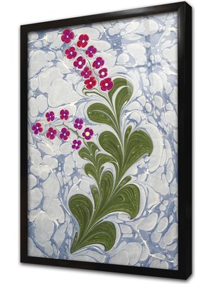 Tablosan Çiçekler Ebru Çerçeveli Cam Tablo