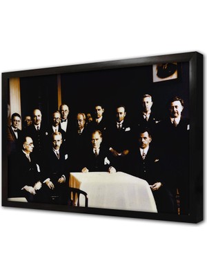 Tablosan Atatürk Ismet Inönü ve Kurmaylarıyla Çerçeveli Mdf Tablo