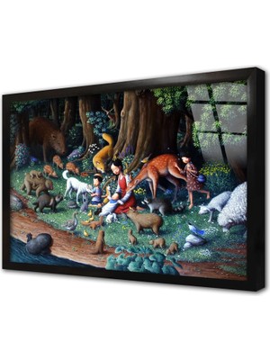 Tablosan Çizgi Animasyon Çerçeveli Cam Tablo