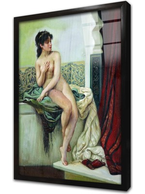 Tablosan Hamamda Nü Çerçeveli Cam Tablo