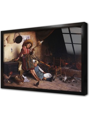 Tablosan Iki Kız Arkadaşın Mutluluğu Çerçeveli Cam Tablo