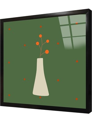 Tablosan Beyaz Vazoda Çiçek Çerçeveli Cam Tablo