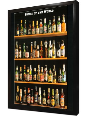 Tablosan Bira Şişeleri Çerçeveli Mdf Tablo