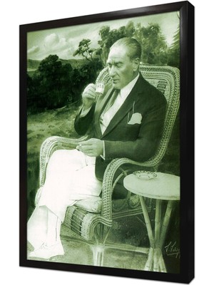 Tablosan Atatürk Kahve Içerken Çerçeveli Mdf Tablo