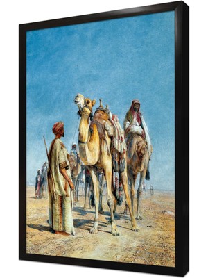Tablosan Çöldeki Hacılar ve Develer Çerçeveli Mdf Tablo