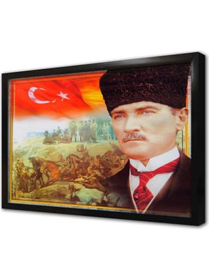 Tablosan Çanakkale Savaşı ve Atatürk Çerçeveli Mdf Tablo