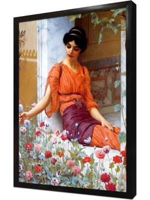 Tablosan Çiçek Toplayan Kız Çerçeveli Mdf Tablo