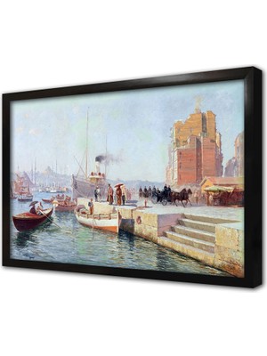 Tablosan Boğaz Kıyısında Insanlar Çerçeveli Mdf Tablo