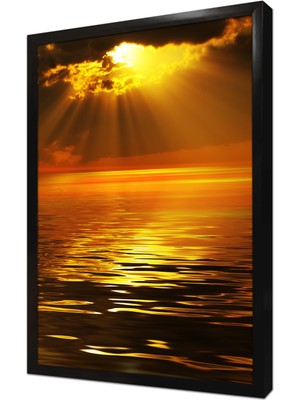 Tablosan Gün Batımı Deniz Çerçeveli Mdf Tablo