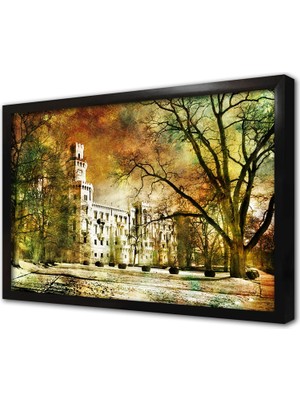 Tablosan Eski Yapım Bina Çerçeveli Mdf Tablo