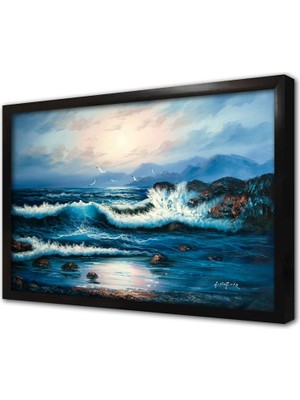 Tablosan Dalgalı Deniz Çerçeveli Mdf Tablo