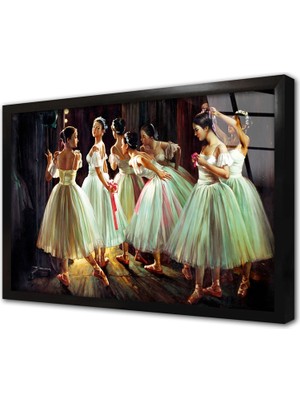 Tablosan Dansçı Kızlar Çerçeveli Cam Tablo