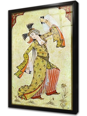 Tablosan Dans Eden Kadın Levni Minyatürü Çerçeveli Cam Tablo