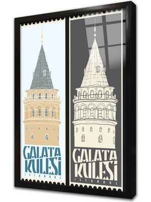 Tablosan Galata Çerçeveli Cam Tablo