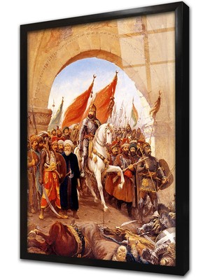 Tablosan Fatihin Istanbula Girişi F Zonaro Çerçeveli Cam Tablo