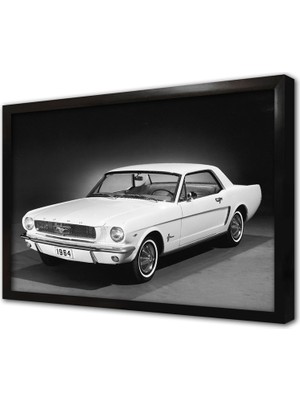 Tablosan Beyaz Ford Mustang 1964 Çerçeveli Mdf Tablo