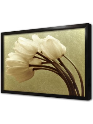 Tablosan Boynunu Büken Çiçek Çerçeveli Mdf Tablo