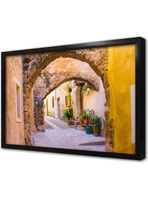 Tablosan Akdeniz Taş Evleri Çerçeveli Mdf Tablo