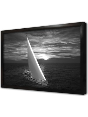 Tablosan Denizde Yelkenli Çerçeveli Mdf Tablo