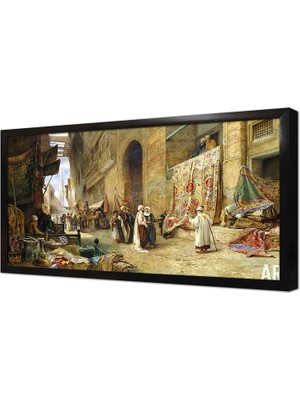Tablosan Anatolian Kahirede Halı Pazarı Çerçeveli Mdf Tablo