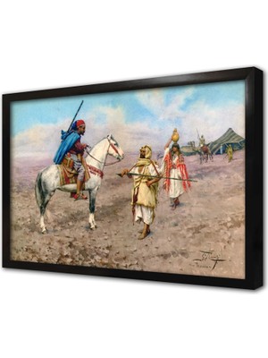 Tablosan Çölde Kamp Çerçeveli Mdf Tablo