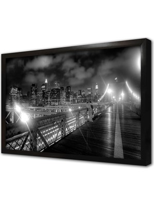 Tablosan Gece Şehir Fotoğfarları Çerçeveli Mdf Tablo