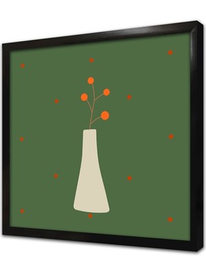 Tablosan Beyaz Vazoda Çiçek Çerçeveli Mdf Tablo