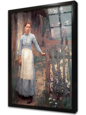 Tablosan Kapıdaki Kız Çerçeveli Cam Tablo