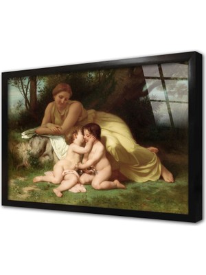 Tablosan Nymphs ve Satyr Çerçeveli Cam Tablo